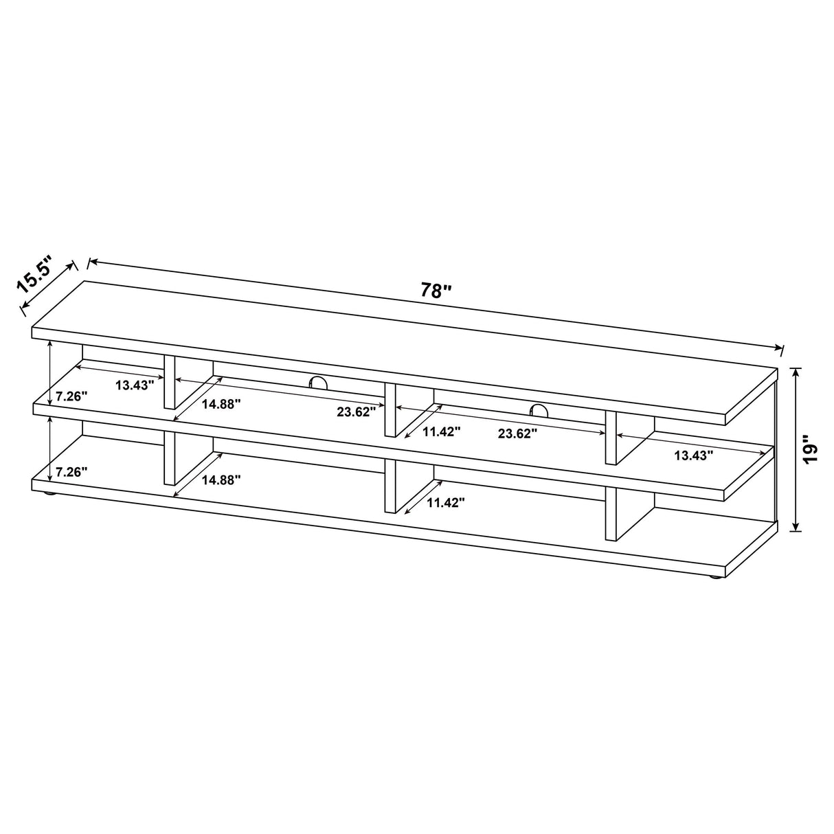 Cartmill 78-Inch 2-Tier TV Stand Media Console, Mango