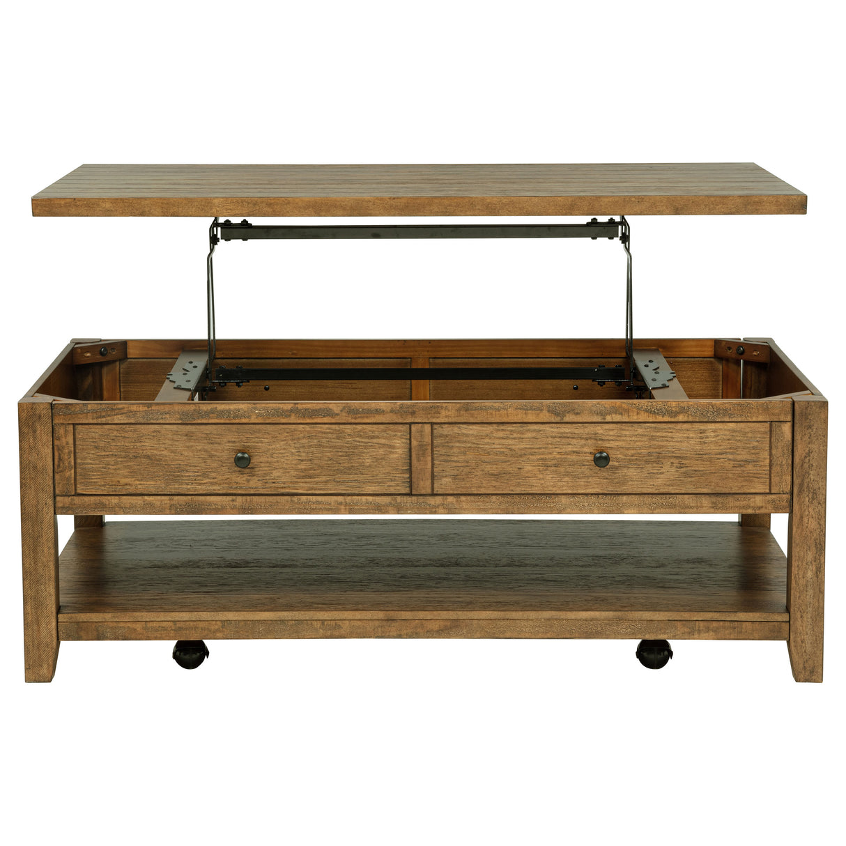Payne 48-Inch Mobile Lift Top Coffee Table in Distressed Brown