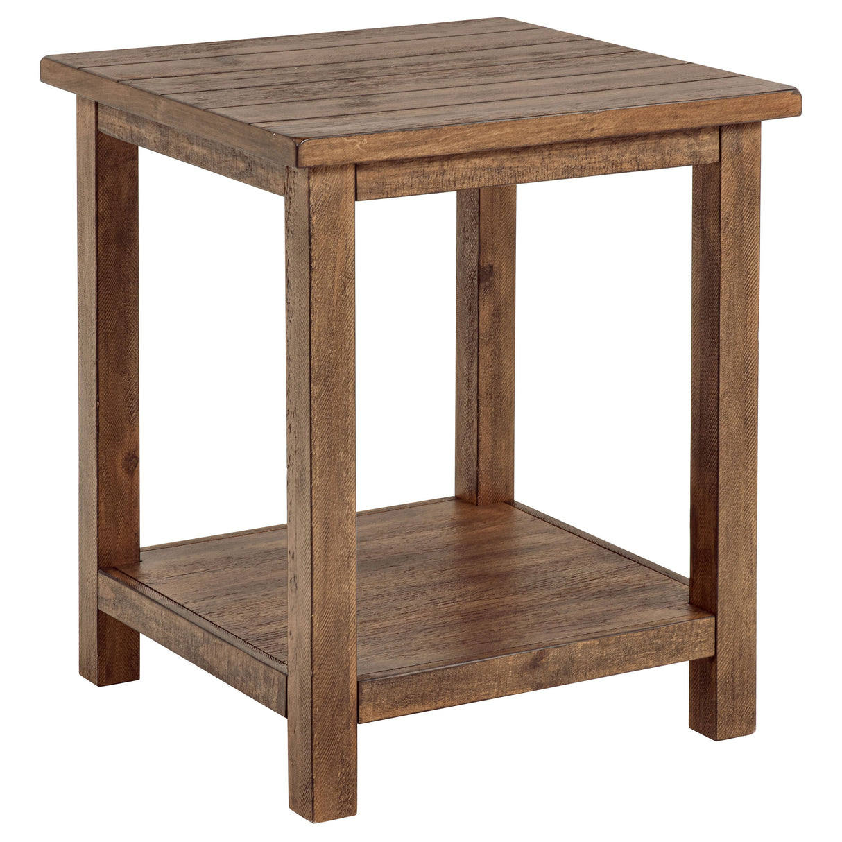 Payne Wood End Table with Shelf - Distressed Brown
