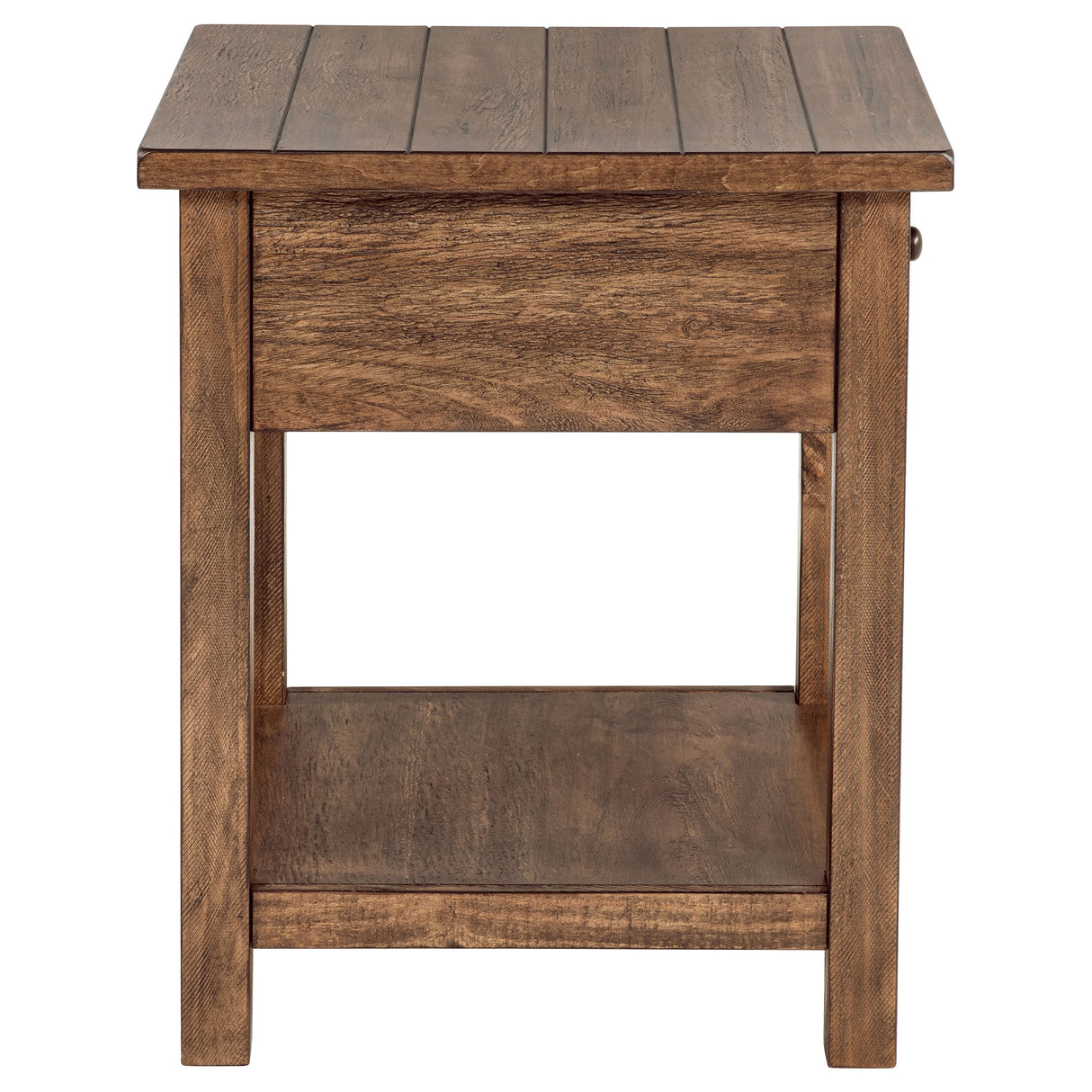 Payne 1-Drawer Wood End Table with Shelf, Distressed Brown
