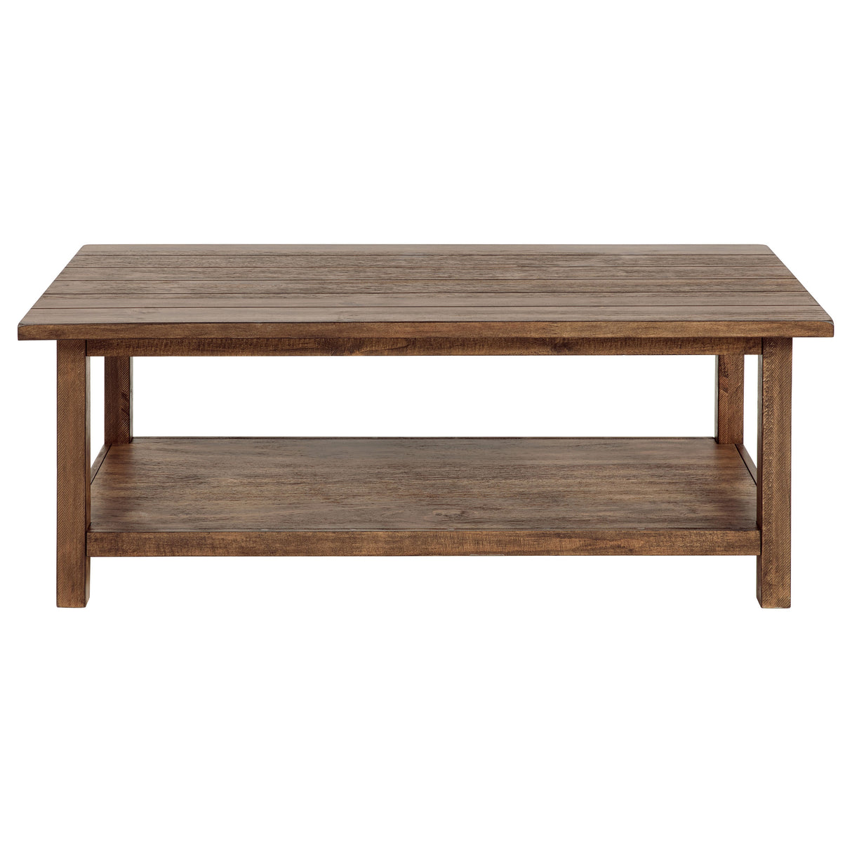 Payne Wood Coffee Table with Shelf, Distressed Brown