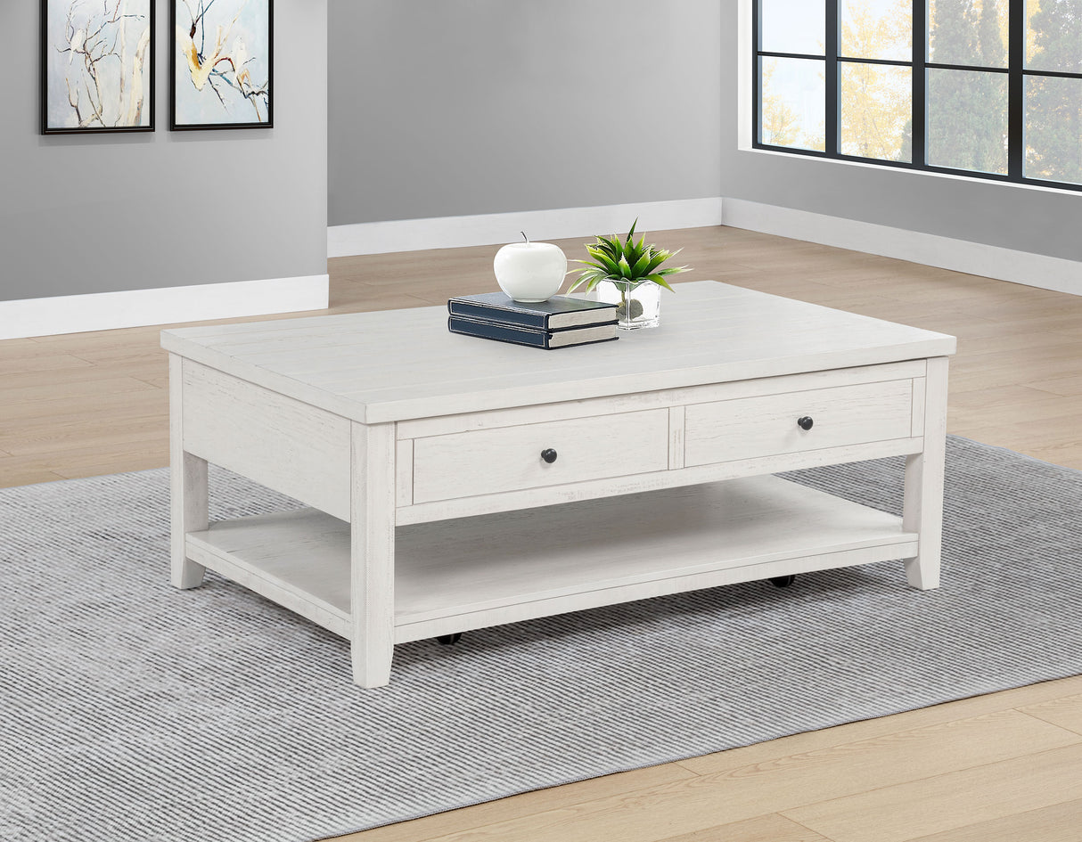 Payne 48-Inch Mobile Lift Top Coffee Table in Distressed White