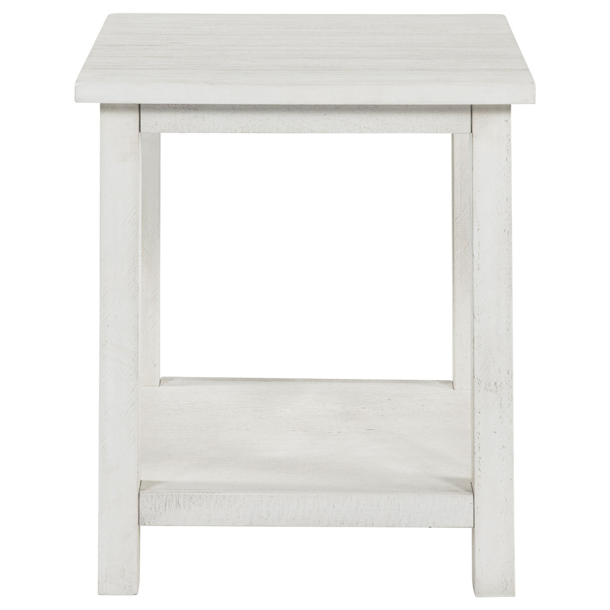 Payne Wood End Table with Shelf - Distressed White