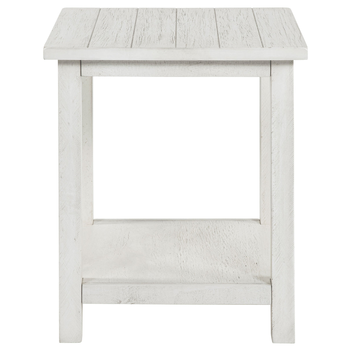 Payne Wood End Table with Shelf - Distressed White