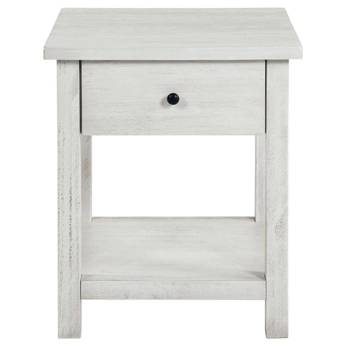 Payne 1-Drawer Wood End Table with Shelf - Distressed White