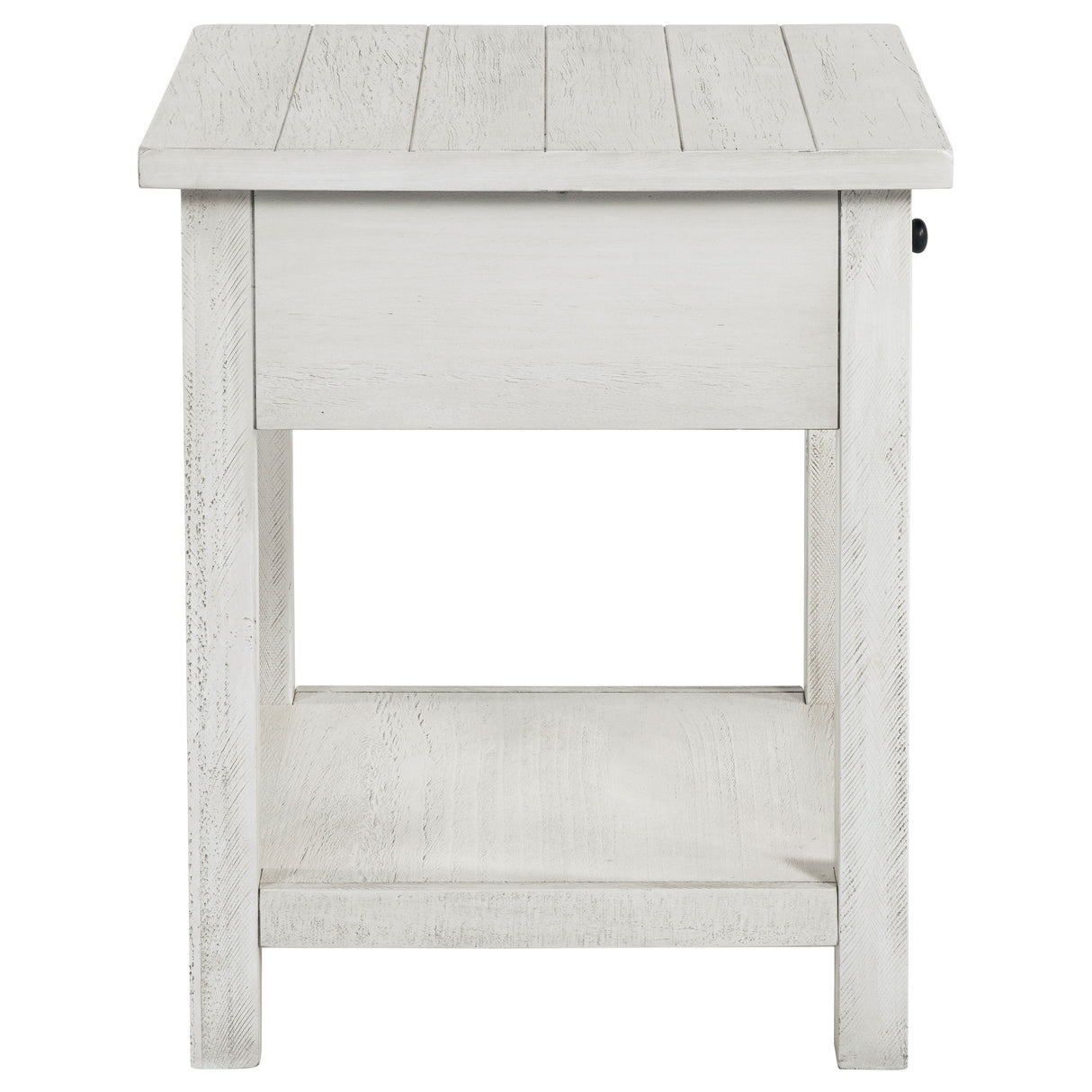 Payne 1-Drawer Wood End Table with Shelf - Distressed White