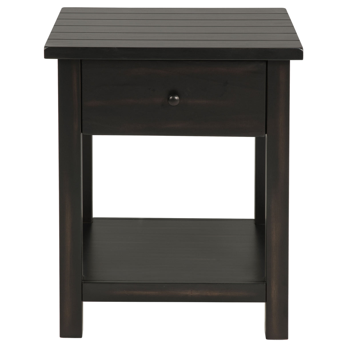 Payne 1-Drawer Wood End Table with Shelf - Distressed Java