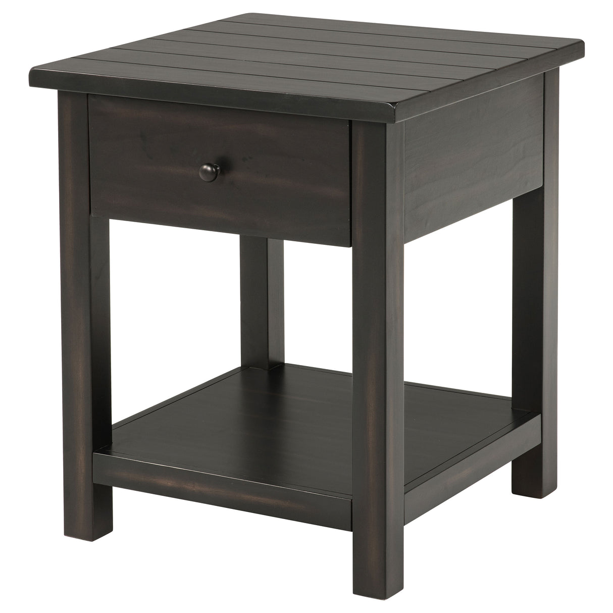 Payne 1-Drawer Wood End Table with Shelf - Distressed Java