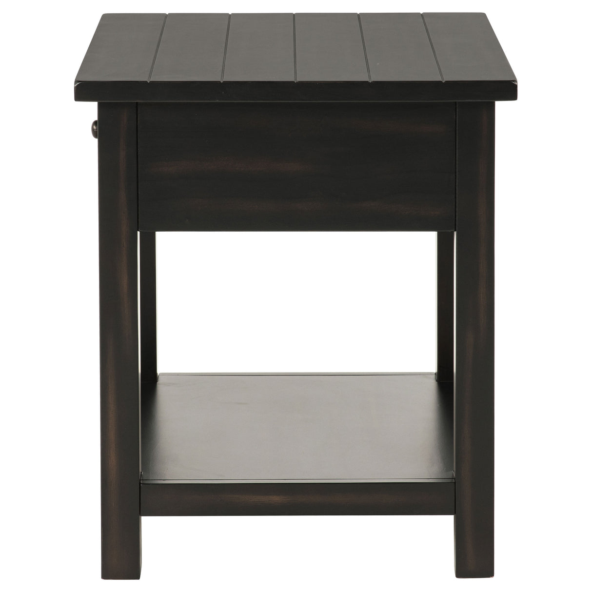 Payne 1-Drawer Wood End Table with Shelf - Distressed Java