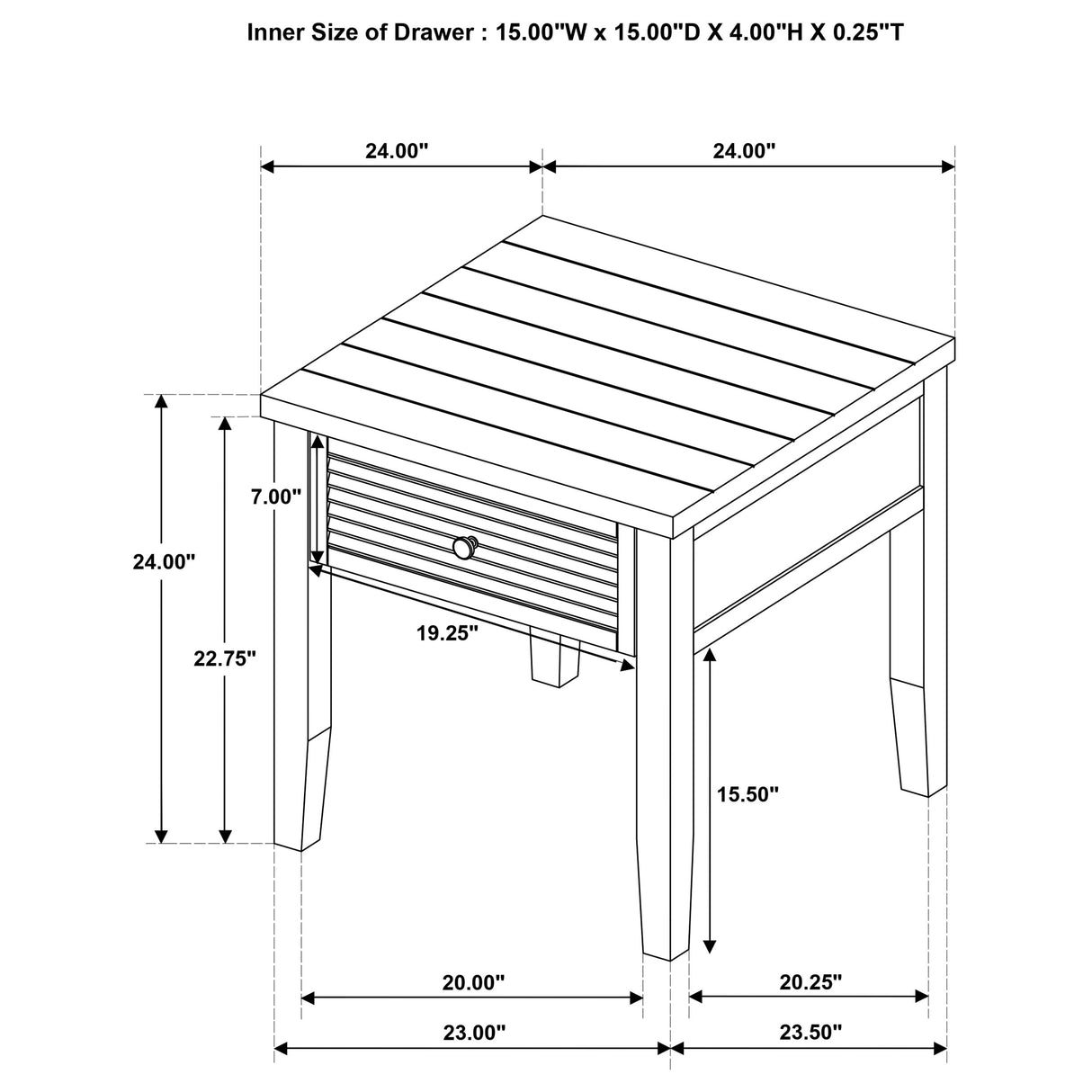 Concord 1-Drawer Square End Table, Distressed Java