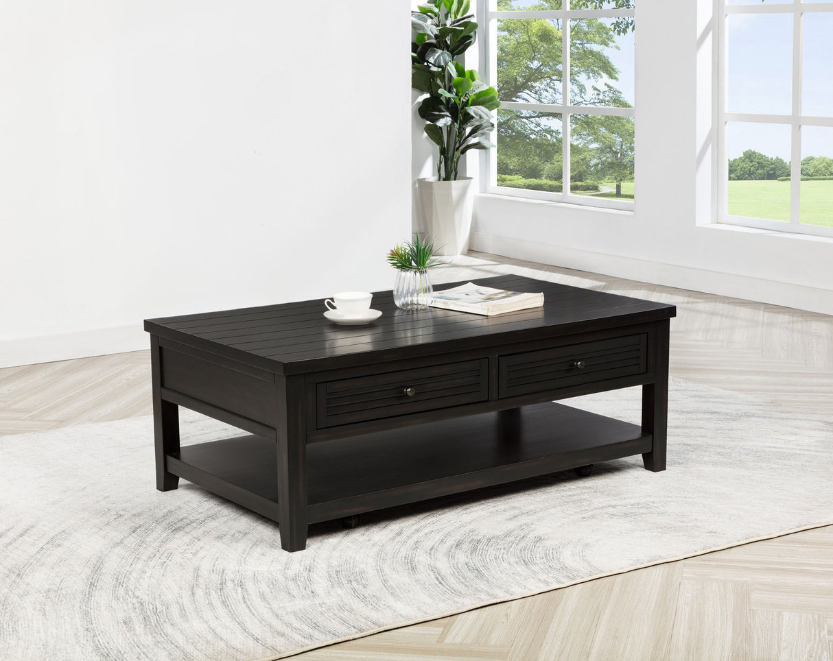 Concord 2-Drawer Coffee Table, Distressed Java