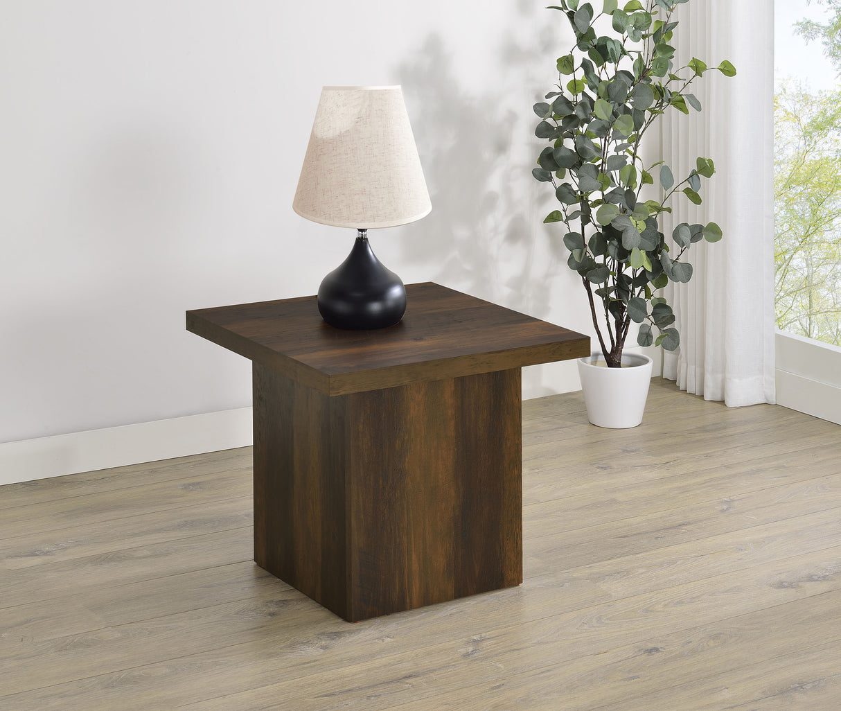 Devar Square Dark Pine End Table