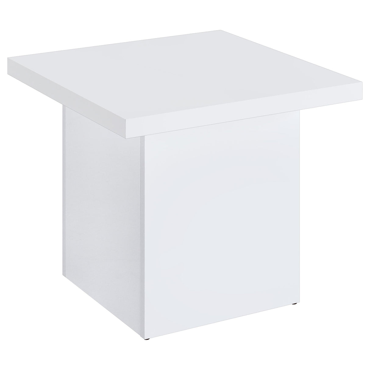 Devar Square End Table, White High Gloss