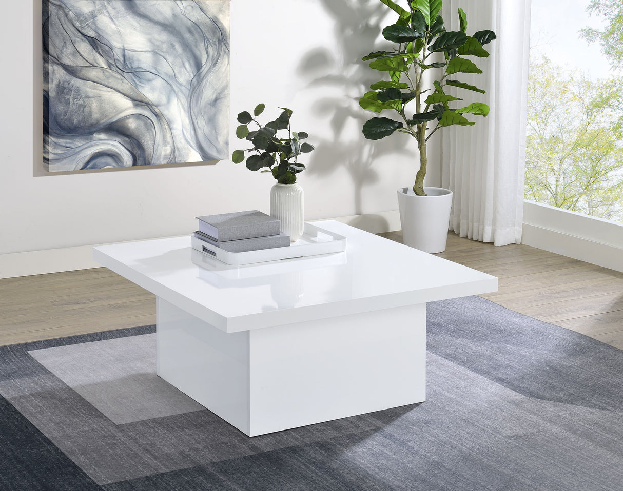 Devar Square Coffee Table in White High Gloss