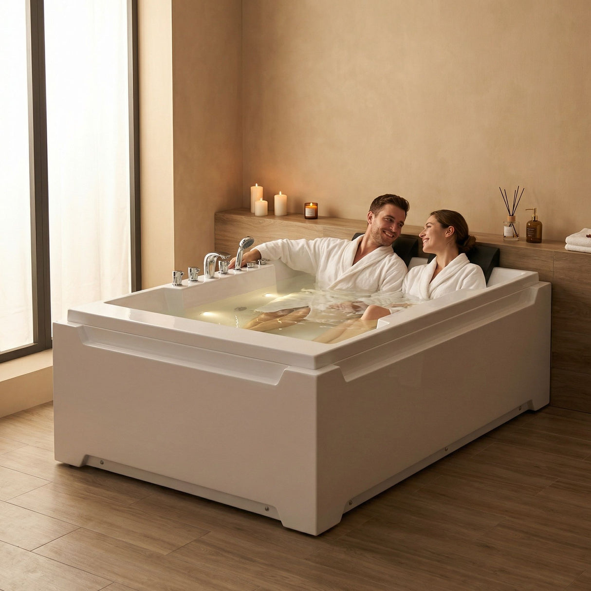 Xavier - Double Massage Bathtub - Milk White