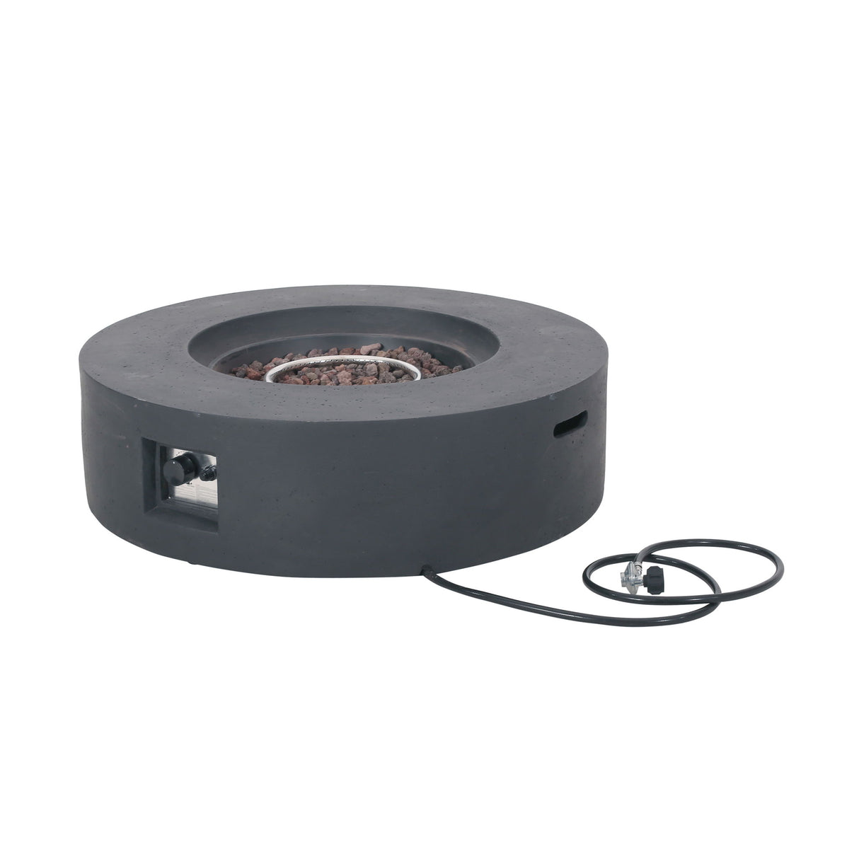 Modern Circular Fire Pit Table Lightweight Concrete 50000 BTU 39x12in
