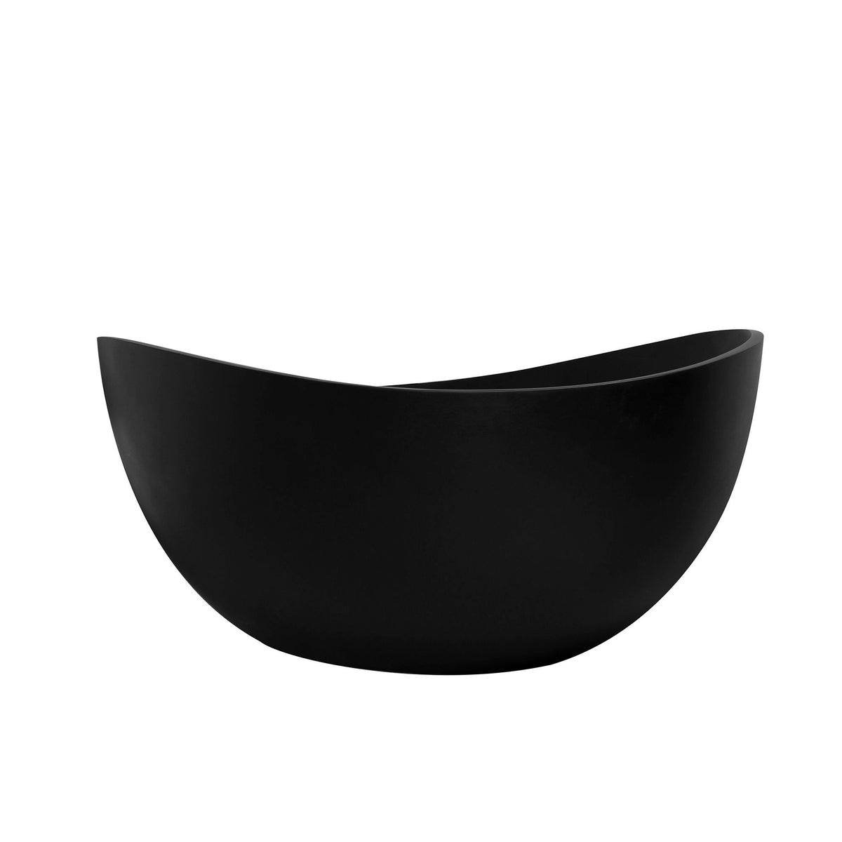 63" Freestanding Solid Surface Soaking Bathtub For Bathroom - Black