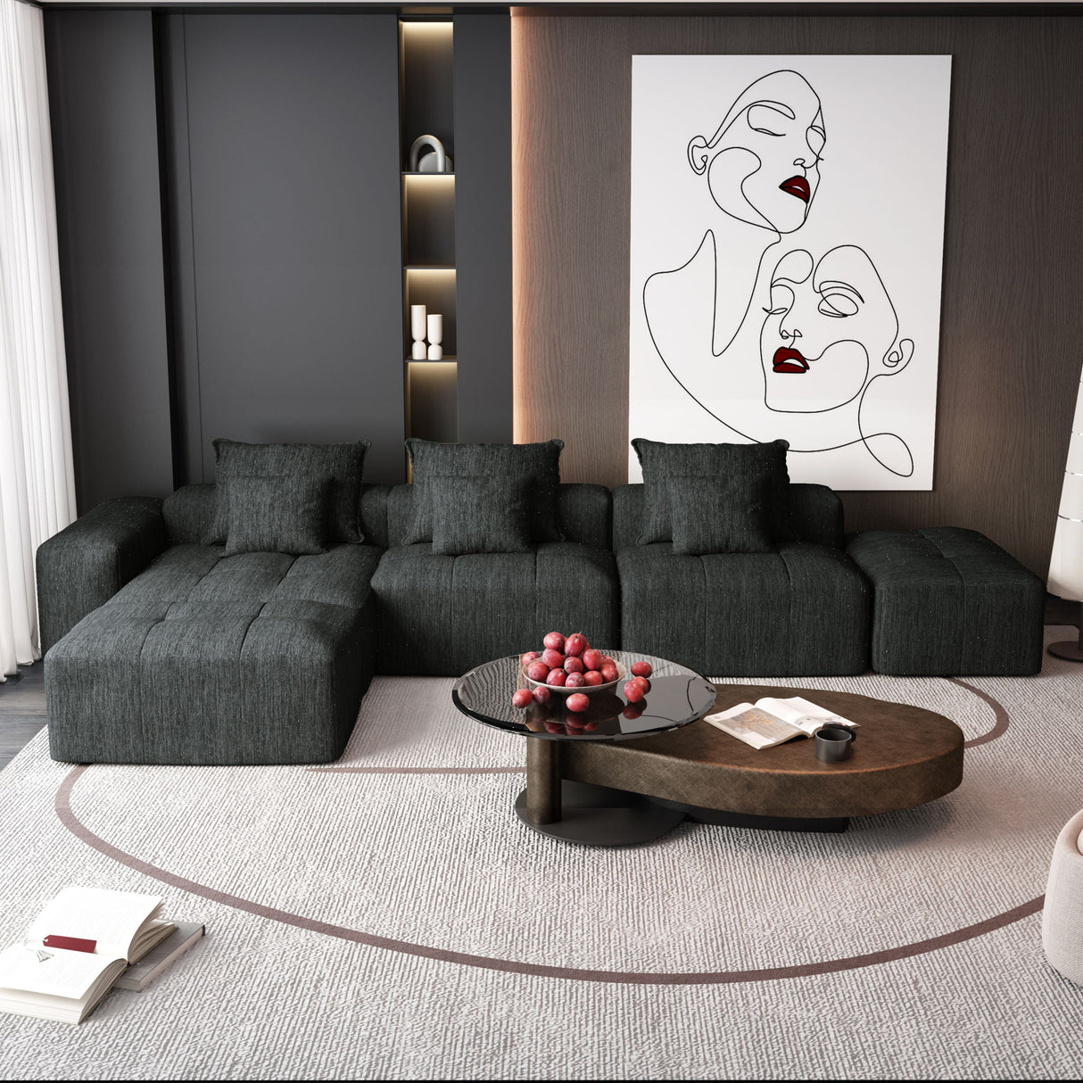 Modern Oversized Diy Combination Modular Sectional Sofa With Pillows