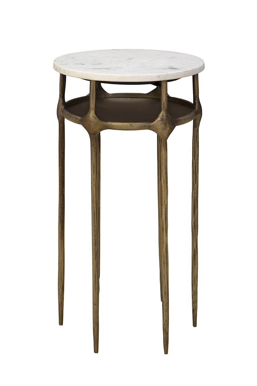 Moira - Side Table - White / Gold