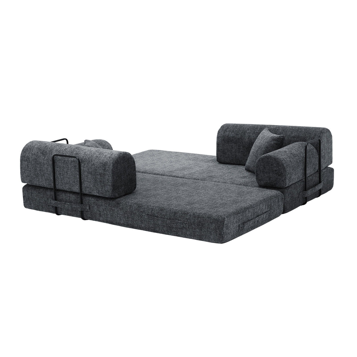 Convertible Sleeper Sofa Bed, Folding Mattress Couch With Fixed Shape For Living Room - Black