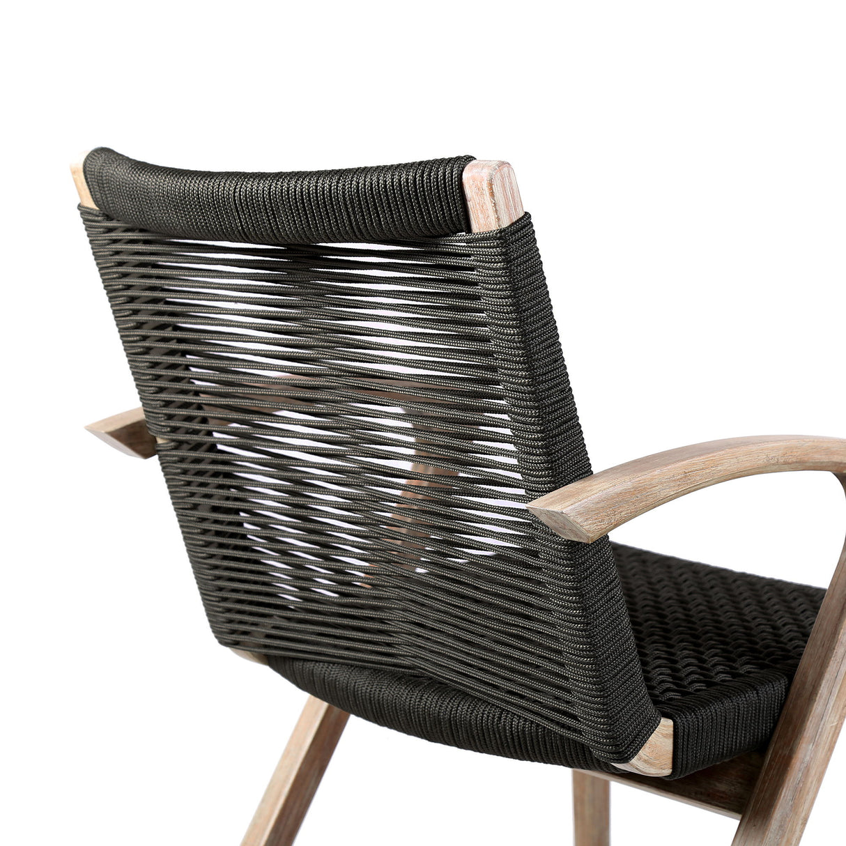 Brielle - Outdoor Light Eucalyptus Wood And Charcoal Rope Dining Chairs - (Set Of 2)