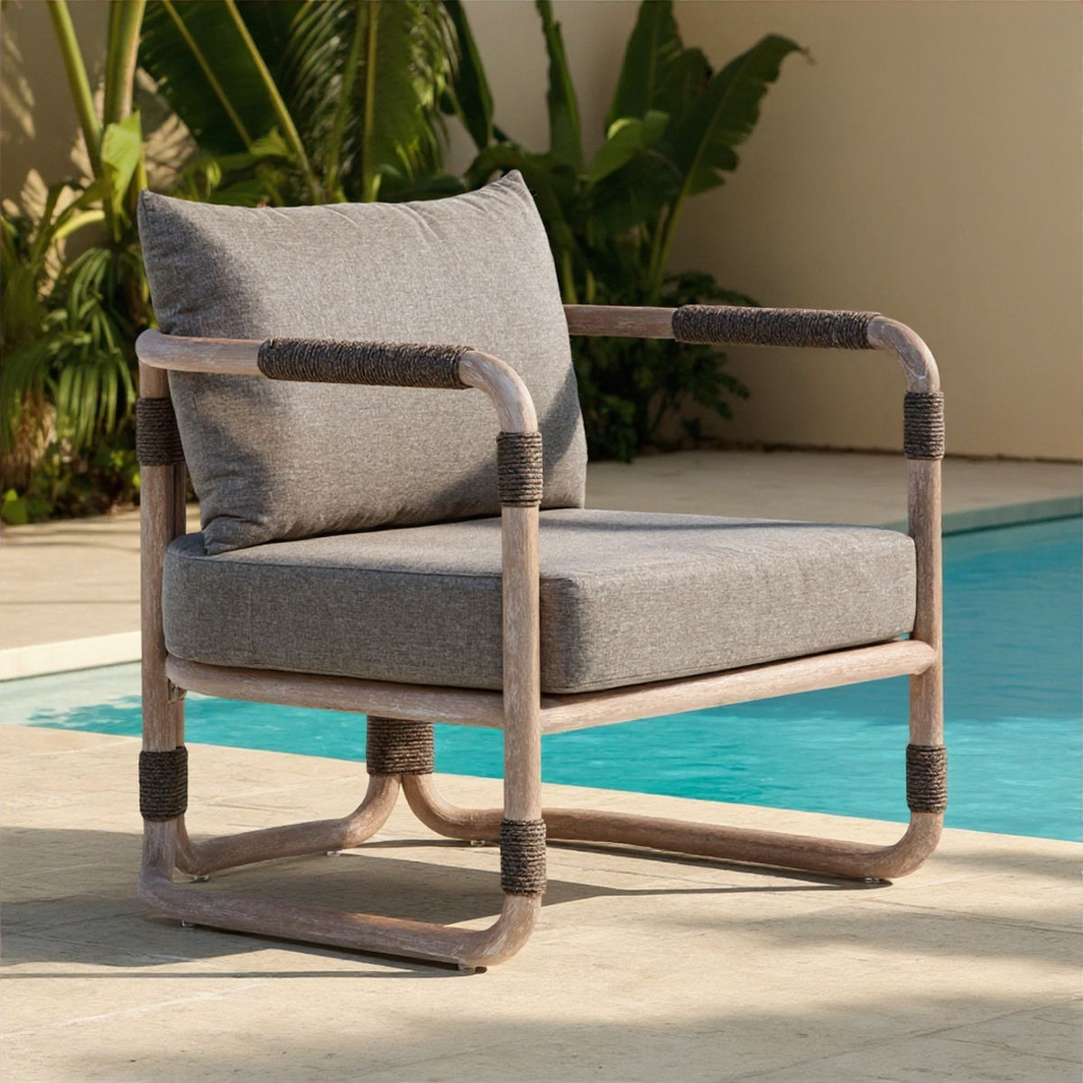 Baja - Outdoor Armchair With Cushion - Brown Eucalyptus / Brown