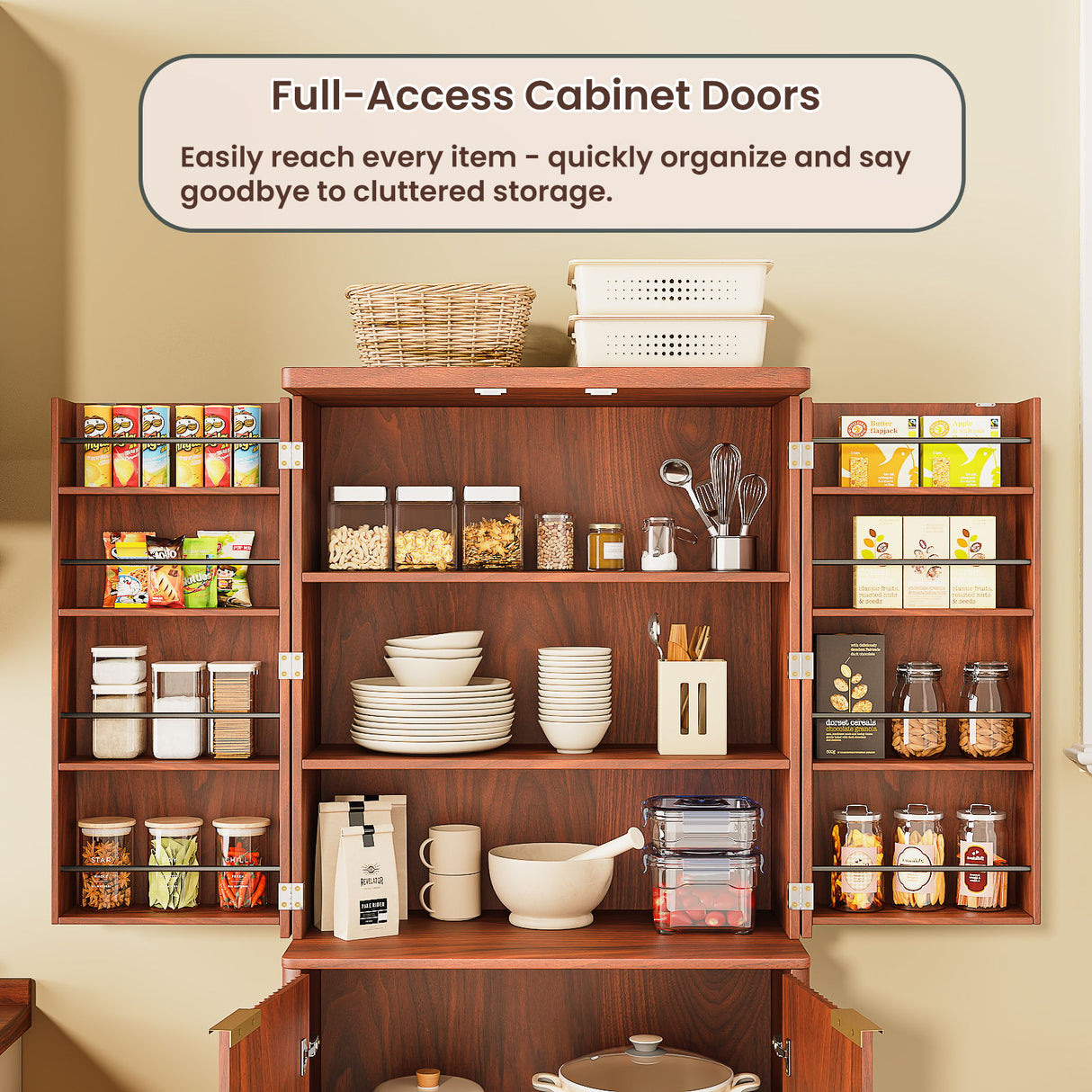 Kitchen Pantry Cabinet With 6 Doors