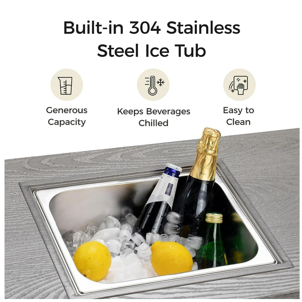 3 In 1 Outdoor Propane Fire Pit Table 50, 000 BTU With Ice Bucket - Gray