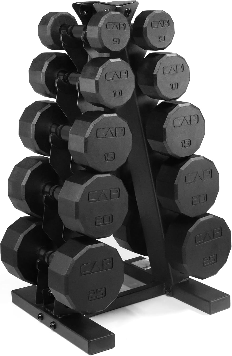 CAP 12-sided Rubber Dumbbell Set with Rack