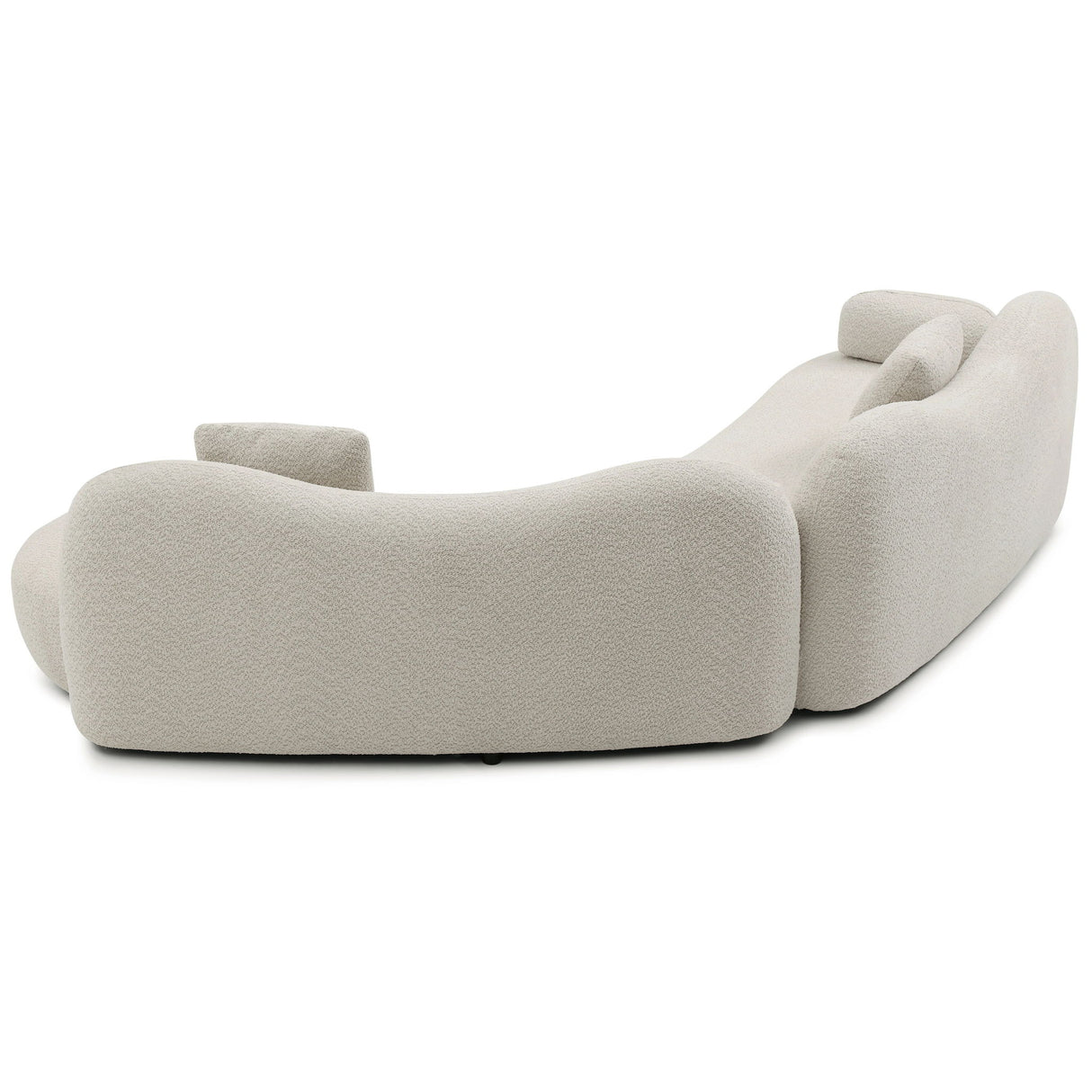 Sofa With Crescent Shape And Butterfly Backrest, Includes 2 Pillows - Beige