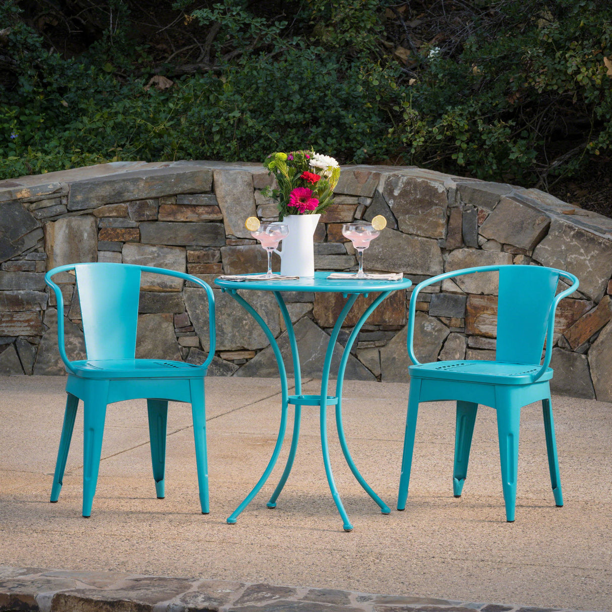 Lourdes - 3 Piece Metal Set - Teal