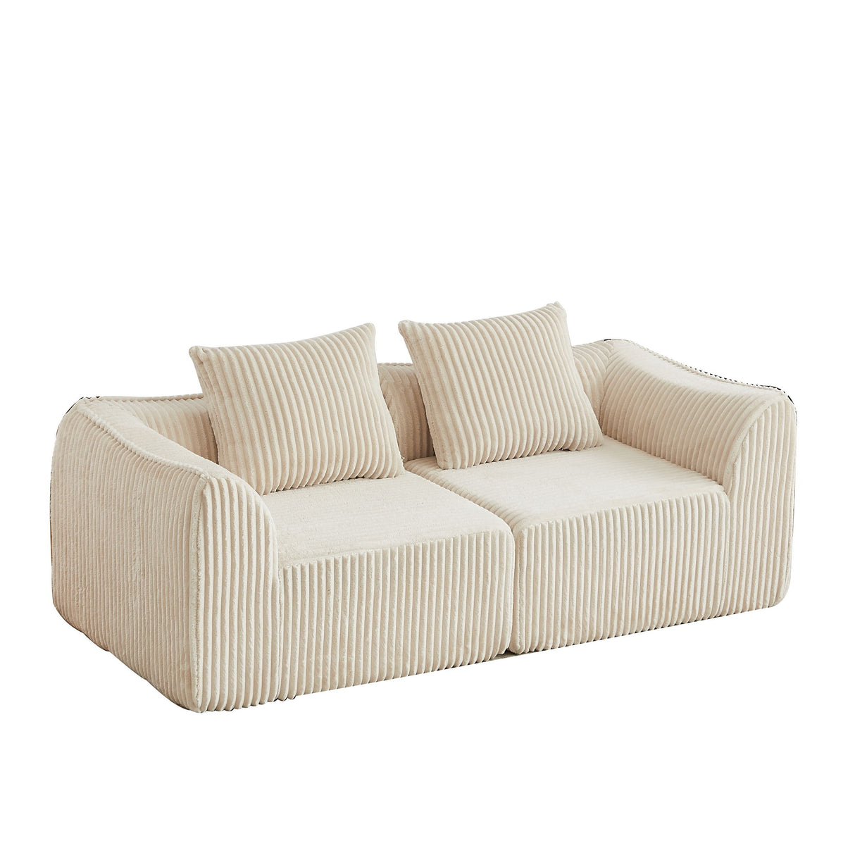 Minimalist Sofa With Curved Lines And Horn Shaped Throw Pillows