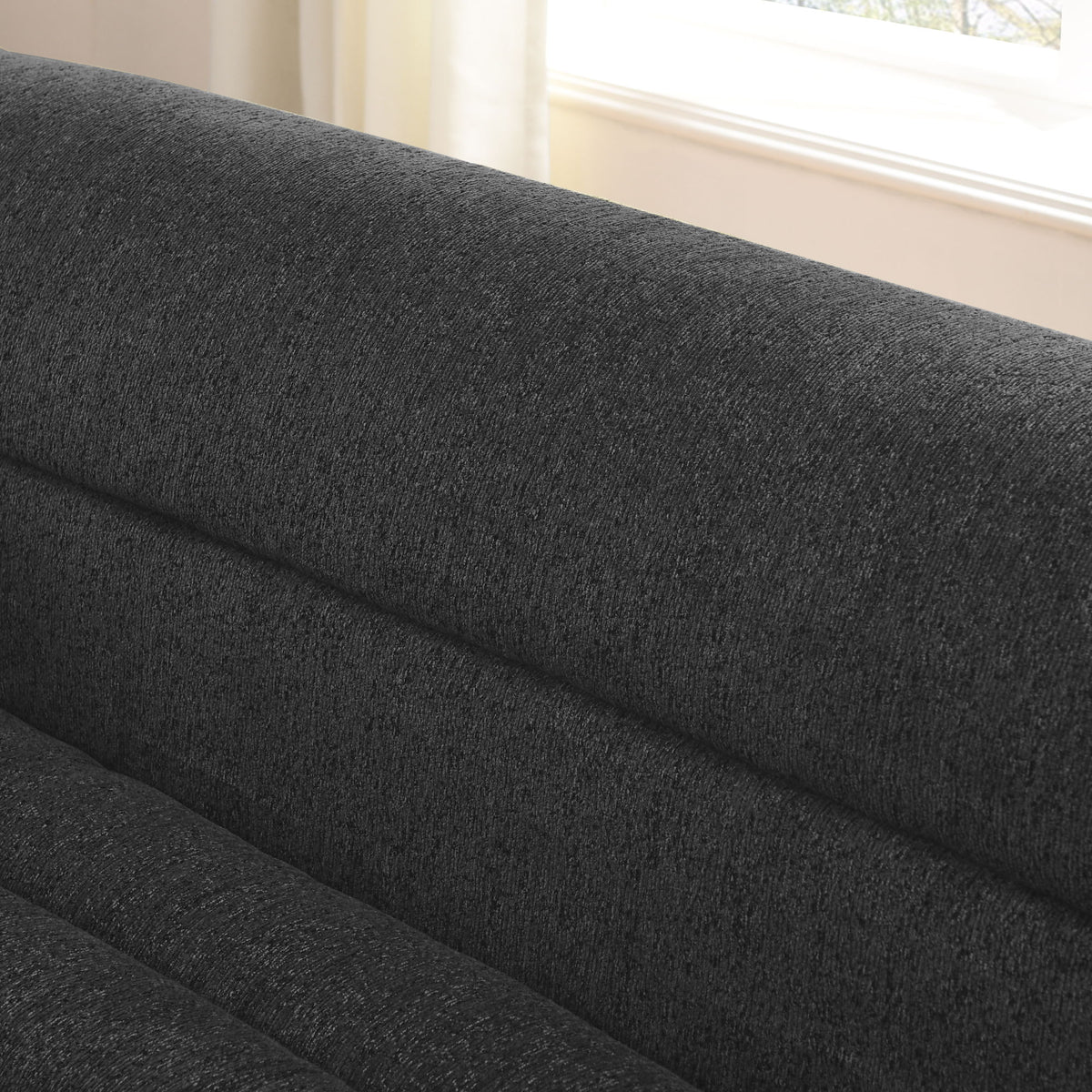 U-Shaped Modular Sectional Sofa With Chaise And Movable Ottoman, Wave-Shaped Armrest, No Pillows Included - Black
