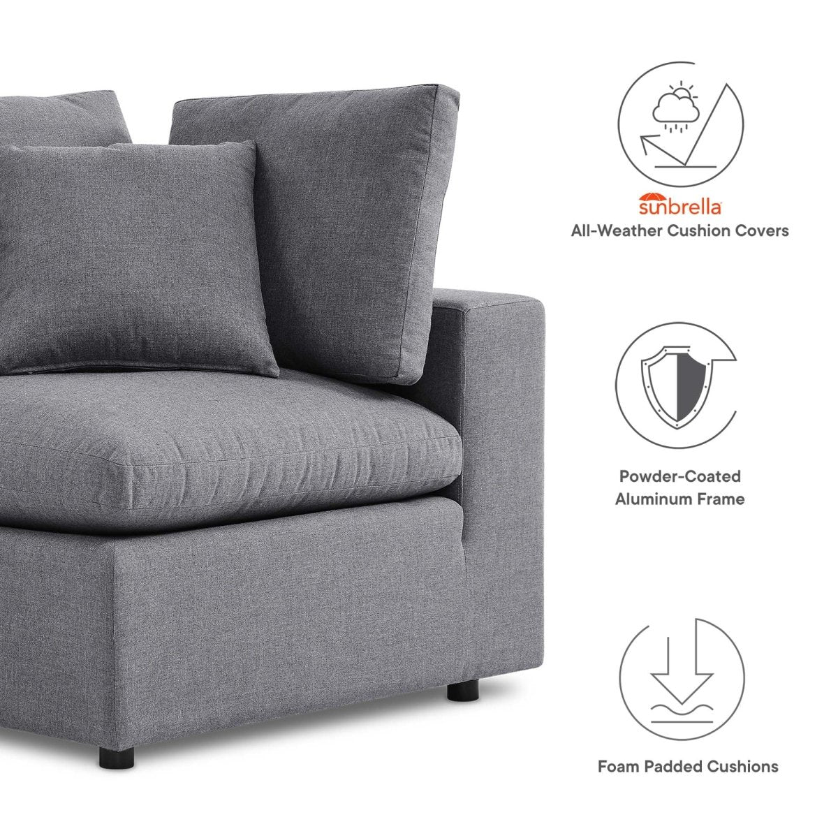 72" 2-Piece Modern Aluminum Outdoor Loveseat – Gray - Outdoor - Alpine Outlets