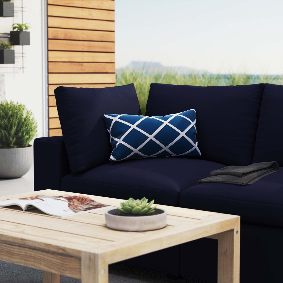 72" 2-Piece Modern Aluminum Outdoor Loveseat – Navy - Outdoor - Alpine Outlets
