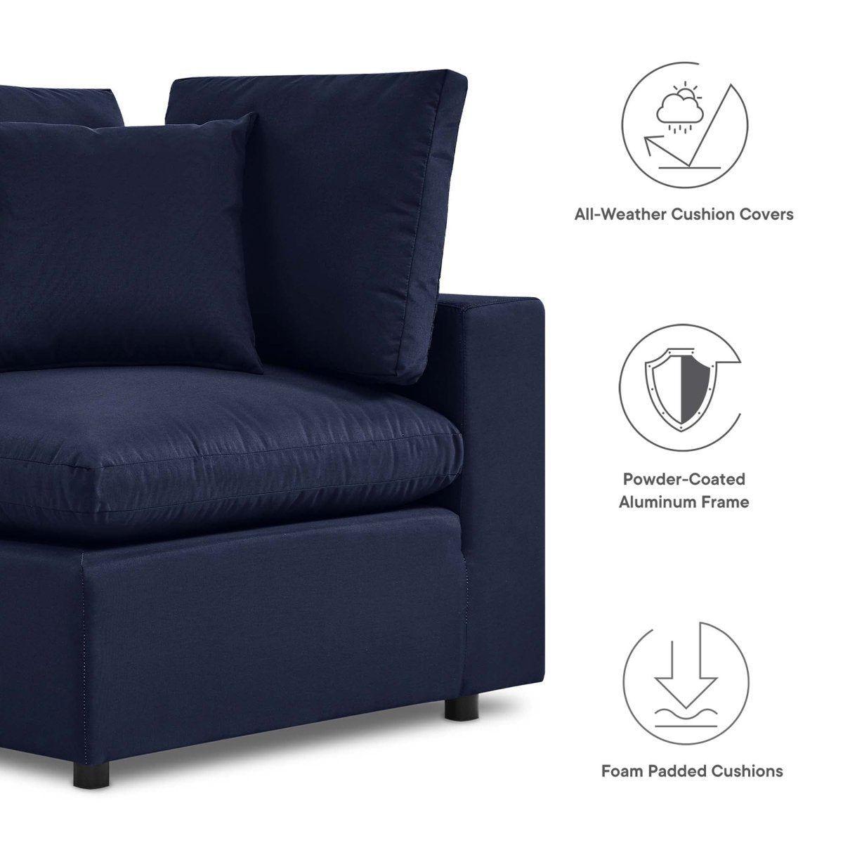 72" 2-Piece Modern Aluminum Outdoor Loveseat – Navy - Outdoor - Alpine Outlets