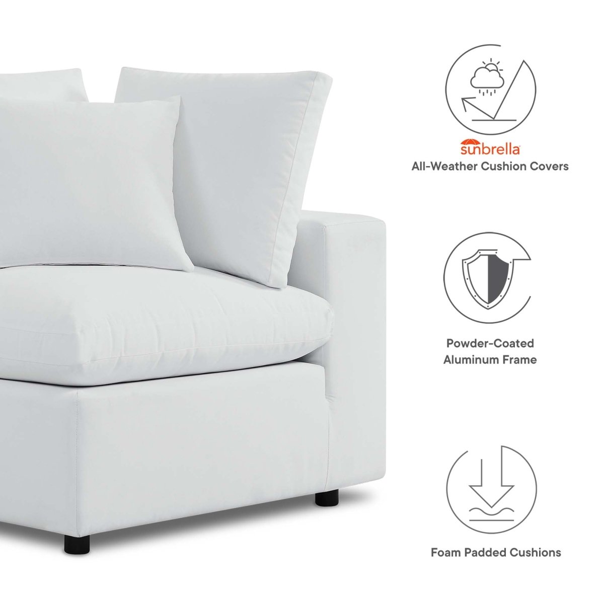 72" 2-Piece Modern Aluminum Outdoor Loveseat – White - Outdoor - Alpine Outlets