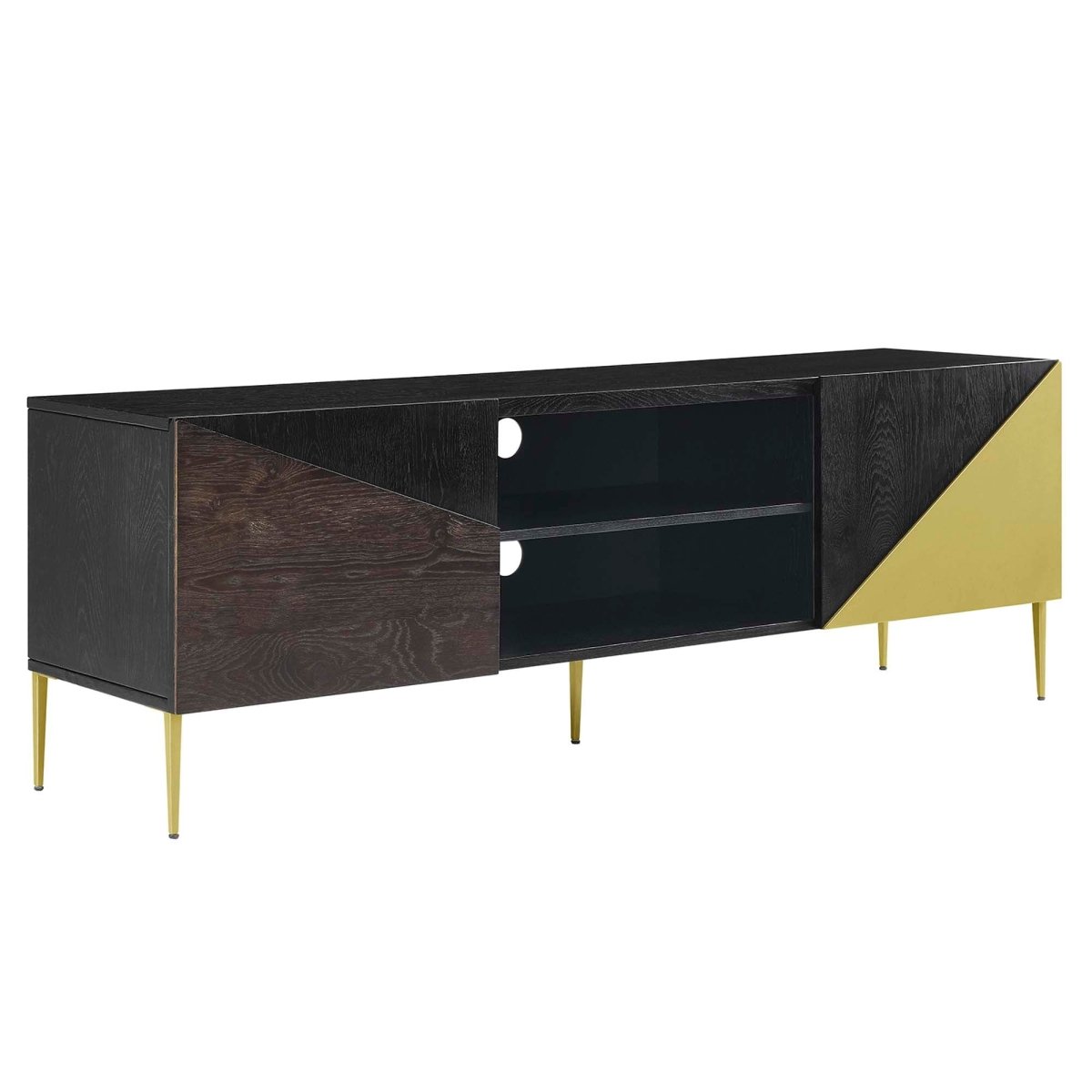 72 Inch Low Profile Geometric TV Stand in Black Gold - TV Stands available at Alpine Outlets in Denver