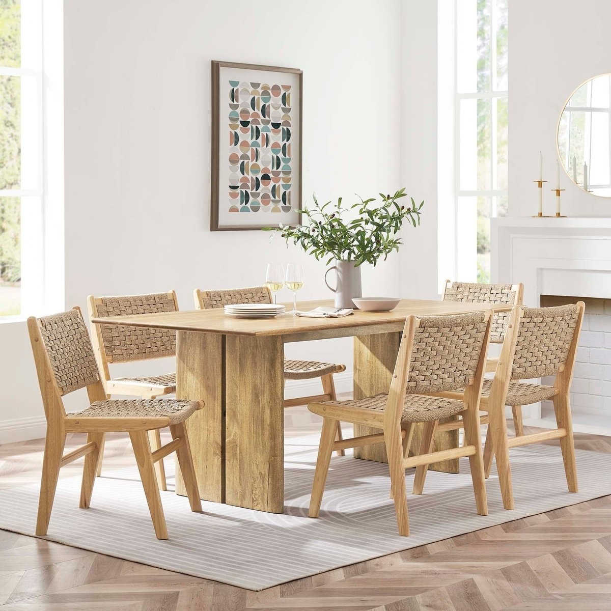 72 Inch Walnut Modern Farmhouse Solid Wood Dining Table - Dining Tables available at Alpine Outlets in Denver