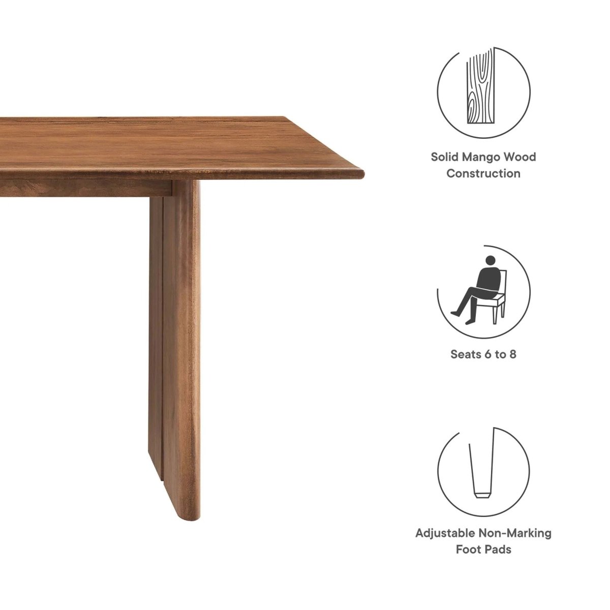72 Inch Walnut Modern Farmhouse Solid Wood Dining Table - Dining Tables available at Alpine Outlets in Denver