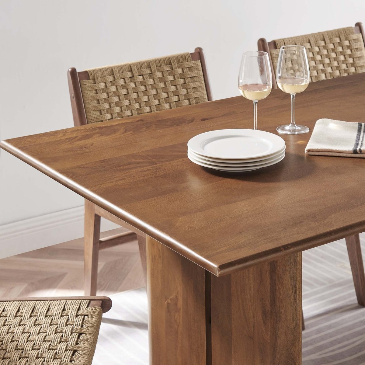 72 Inch Walnut Modern Farmhouse Solid Wood Dining Table - Dining Tables available at Alpine Outlets in Denver