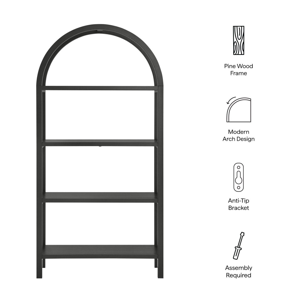 72" Large Arched Sculptural Pine Wood Bookshelf - Bookcases available at Alpine Outlets in Denver