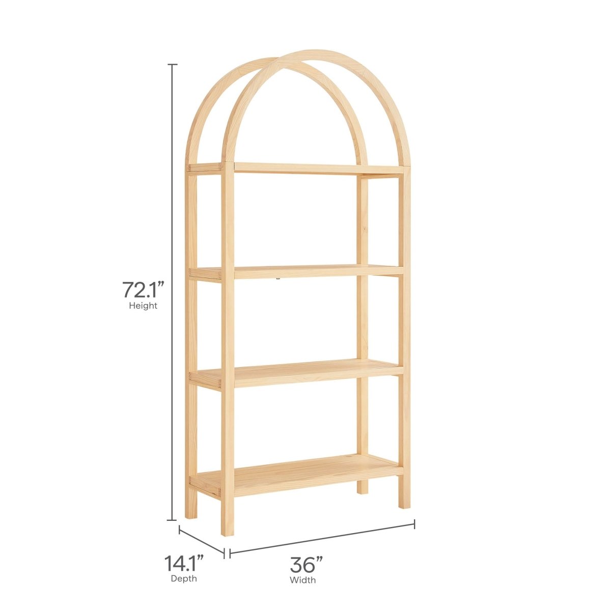 72" Large Arched Sculptural Pine Wood Bookshelf - Bookcases available at Alpine Outlets in Denver