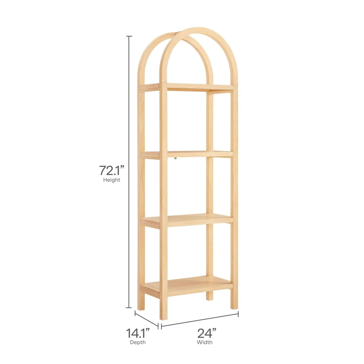 72" Tall Narrow Arched Sculptural Pine Wood Bookshelf - Bookcases available at Alpine Outlets in Denver