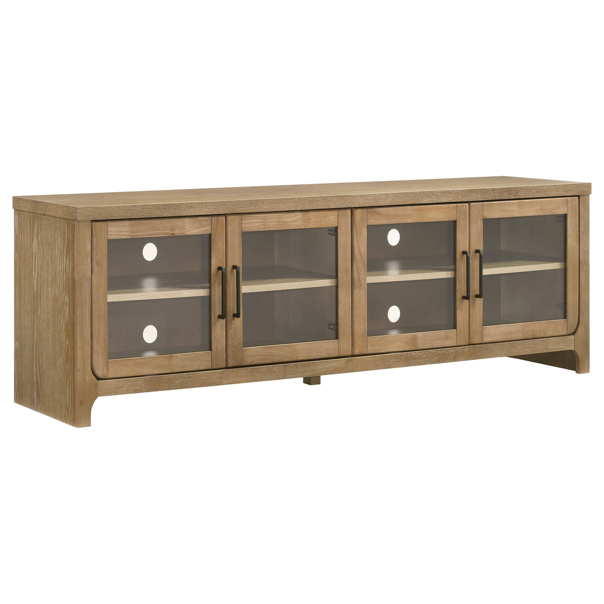 Brenham 79-Inch 4-Door TV Stand, Washed Oak