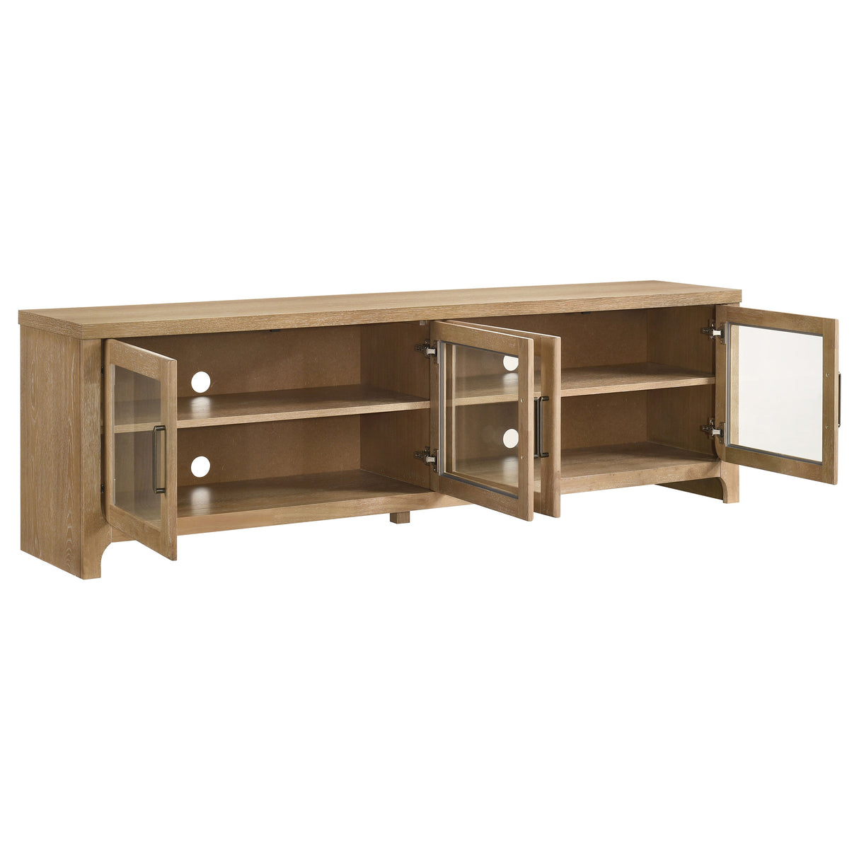 Brenham 79-Inch 4-Door TV Stand, Washed Oak