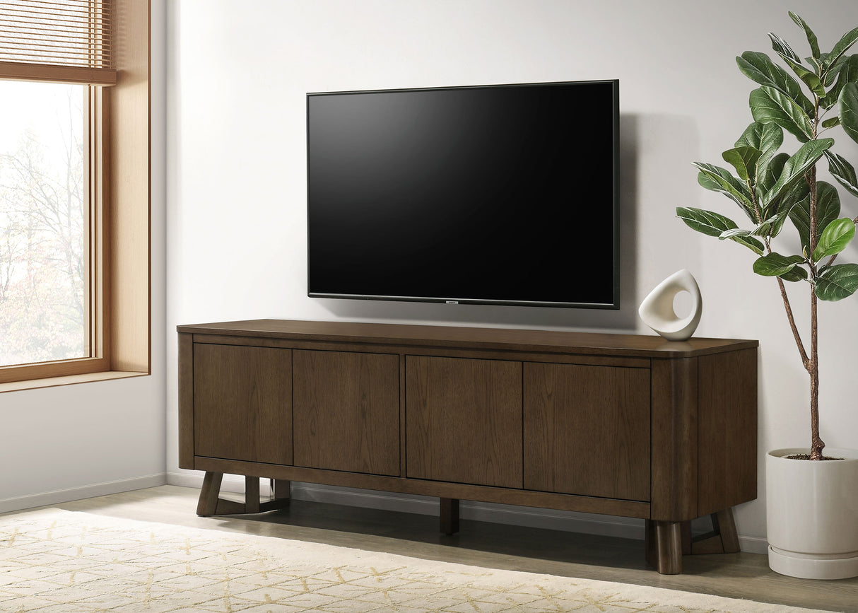 Trotter 71-Inch 4-Door Wood TV Stand, Brown