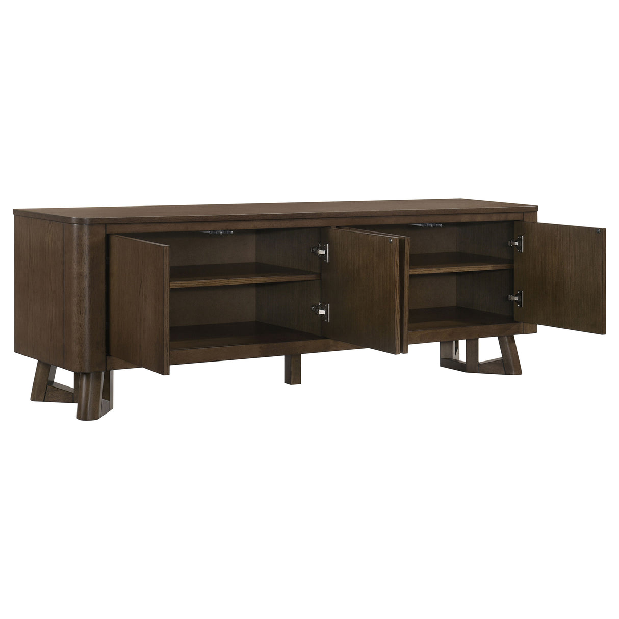 Trotter 71-Inch 4-Door Wood TV Stand, Brown