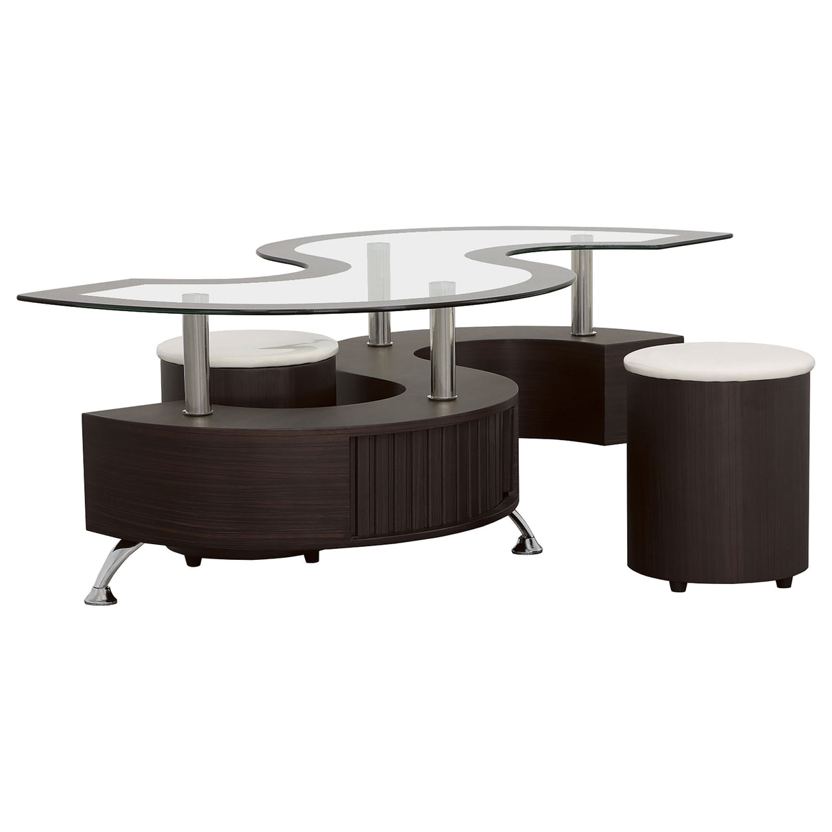 Buckley 3-Piece Coffee Table and Stools Set Cappuccino