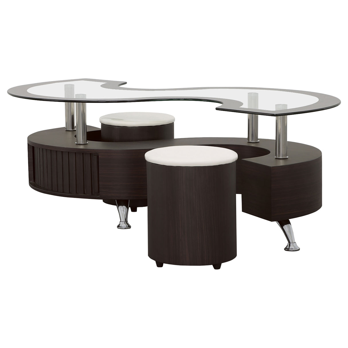 Buckley 3-Piece Coffee Table and Stools Set Cappuccino